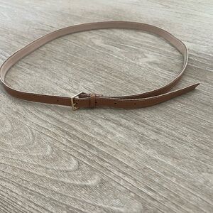 Jcrew brown leather belt with gold beaded trim medium
